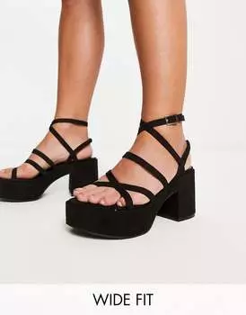 Черные широкие босоножки на средней платформе на массивной подошве ASOS DESIGN Hoxton