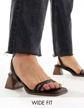 Черные широкие босоножки на среднем каблуке ASOS Design Honeydew