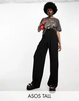 Черные широкие брюки ASOS Tall
