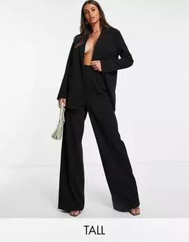 Черные широкие брюки из джерси с напуском ASOS DESIGN Tall