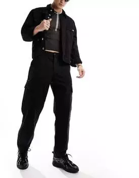 Черные широкие брюки карго Bershka