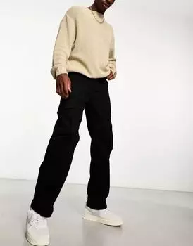 Черные широкие брюки карго Bershka