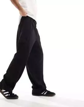 Черные широкие брюки карго строгого кроя Bershka