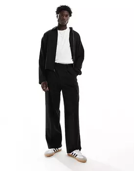 Черные широкие брюки карго в стиле смарт-коорд ASOS DESIGN
