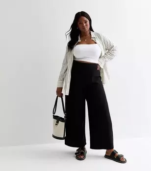 Черные широкие брюки-кюлоты Curves New Look, черный
