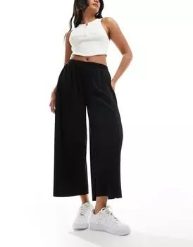 Черные широкие брюки-кюлоты со складками ASOS