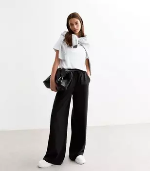 Черные широкие брюки на кулиске New Look, черный