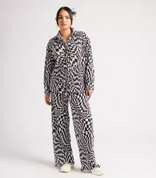 Черные широкие брюки плиссе Urban Bliss с геометрическим принтом Urban Bliss, черный