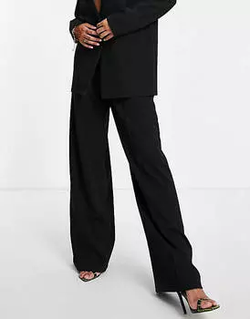 Черные широкие брюки с напуском из джерси ASOS DESIGN Tall