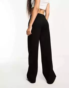 Черные широкие брюки с напуском в стиле папы Bershka Petite