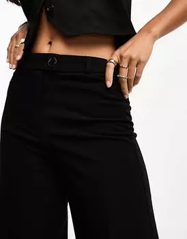 Черные широкие брюки с напуском в стиле папы Bershka Petite