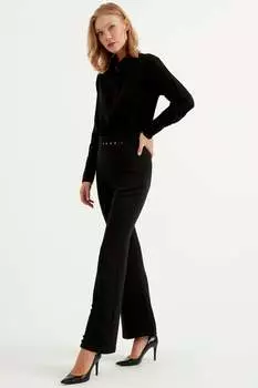 Черные широкие брюки с пуговицами и поясом Herita, черный