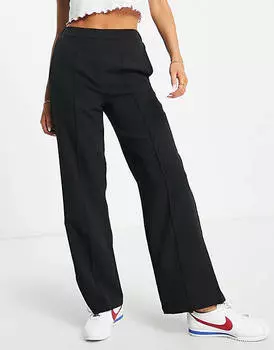 Черные широкие брюки со швами