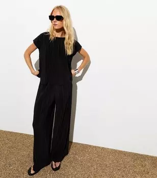 Черные широкие брюки со складками New Look, черный