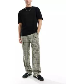 Черные широкие брюки в клетку ASOS DESIGN