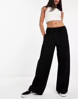 Черные широкие брюки Weekday Adisa