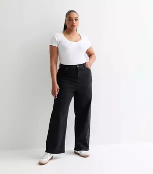 Черные широкие джинсы Adalae с высокой талией Curves New Look, черный