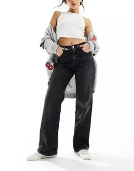 Черные широкие джинсы Stradivarius Dad