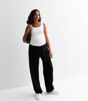 Черные широкие джоггеры с защипами для беременных New Look, черный