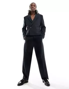 Черные широкие костюмные брюки ASOS DESIGN