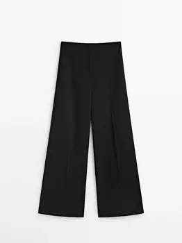Черные широкие костюмные брюки Massimo Dutti - ограниченный выпуск, черный