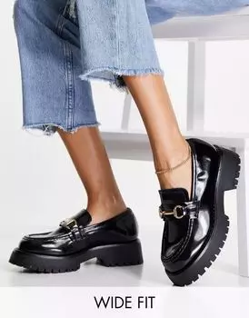 Черные широкие лоферы ASOS Monster