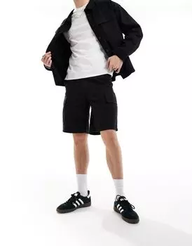 Черные широкие шорты карго ASOS DESIGN