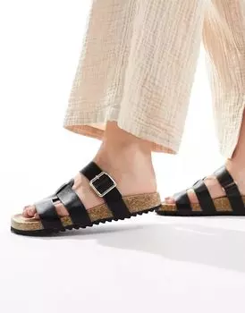 Черные широкие туфли на плоской подошве ASOS Field
