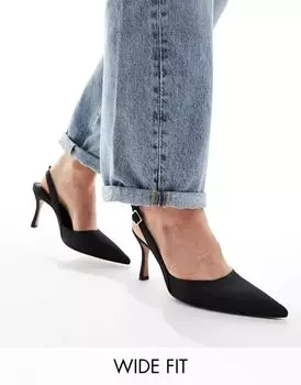 Черные широкие туфли на шпильке с пяткой на пятке ASOS Samber 2