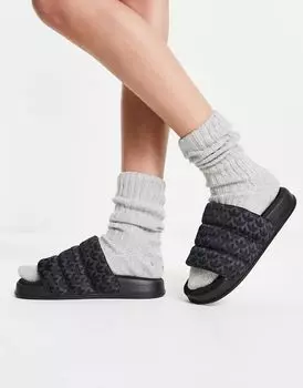 Черные шлепанцы adidas Originals Adilette на толстой подошве
