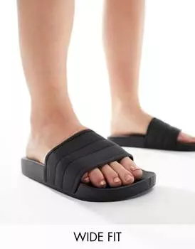 Черные шлепанцы для бассейна ASOS DESIGN Wide Fit Final