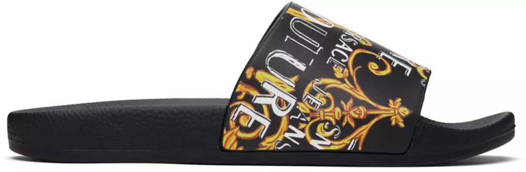 Черные шлепанцы для бассейна Barocco Versace Jeans Couture