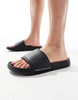 Черные шлепанцы French Connection – с логотипом