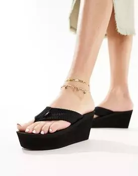 Черные шлепанцы на танкетке Rocketdog Diver