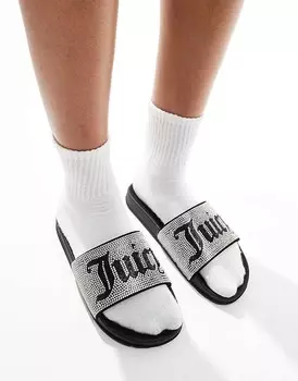 Черные шлепанцы с бриллиантами Juicy Couture