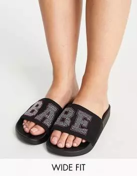 Черные шлепанцы с широкой посадкой ASOS DESIGN