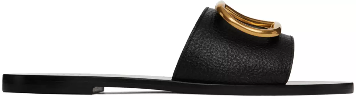 Черные шлепанцы VLogo Valentino Garavani