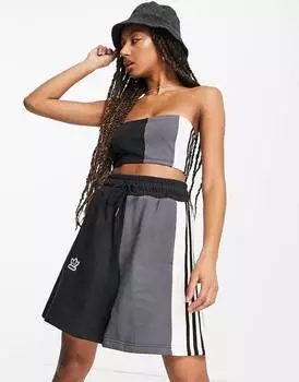 Черные шорты бойфренда в стиле колор-блок adidas Originals 'Summer Rave'
