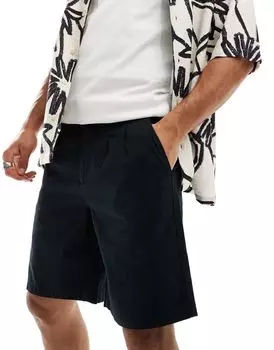 Черные шорты чинос с двойными складками ASOS DESIGN