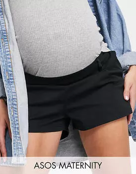 Черные шорты чиносы с выпуклым поясом ASOS DESIGN Maternity