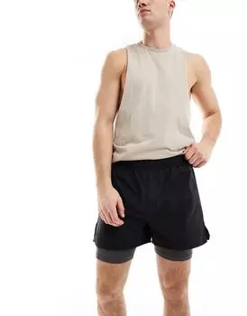 Черные шорты для бега 2 в 1 ASOS 4505