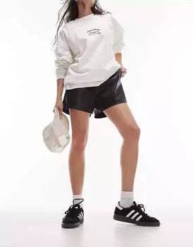 Черные шорты для бега из искусственной кожи Topshop