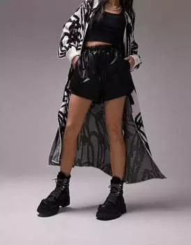 Черные шорты для бега из искусственной кожи Topshop