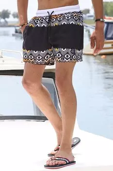 Черные шорты для плавания с карманами и рисунком 5788 MADMEXT