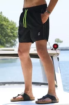 Черные шорты для плавания с вышивкой по бокам 2943 MADMEXT