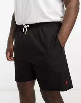 Черные шорты для плавания средней длины с логотипом Polo Ralph Lauren Big & Tall Traveller