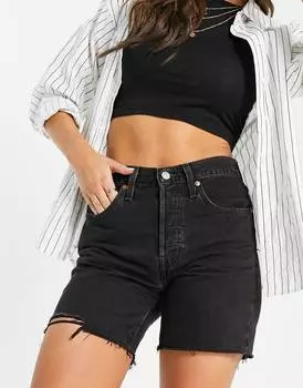 Черные шорты до середины бедра Levi's 501