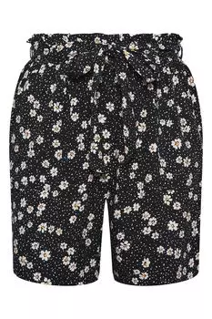 Черные шорты из бумажного пакета с цветами Yours, черный