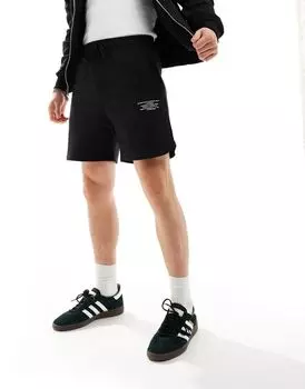 Черные шорты из джерси с принтом Jack & Jones