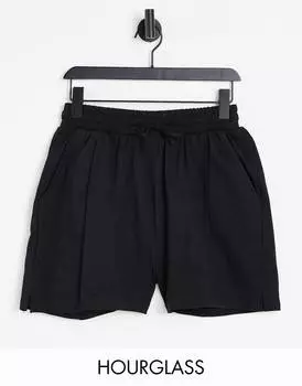 Черные шорты из хлопка с защипами ASOS DESIGN Hourglass - BLACK